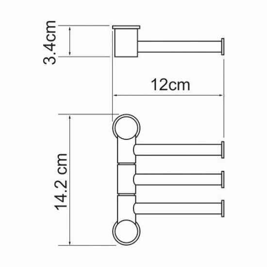 Купить WK Держатель д/полотенец 3-й поворотный (короткий), хром в магазине 1stСантехника от производителя Wasser Kraft