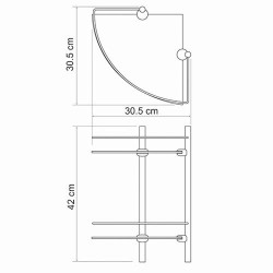 WK Полка стеклянная двойная с ограничителем угловая
