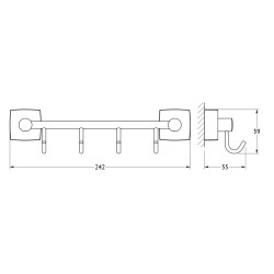 FBS ESPERADO Планка с 4-я крючками 25 см латунь