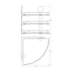 ARTWELLE HARMONIE Полка стеклянная угловая тройная 24 см., хром