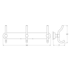 ARTWELLE HARMONIE Планка с тремя крючками-вешалками, хром