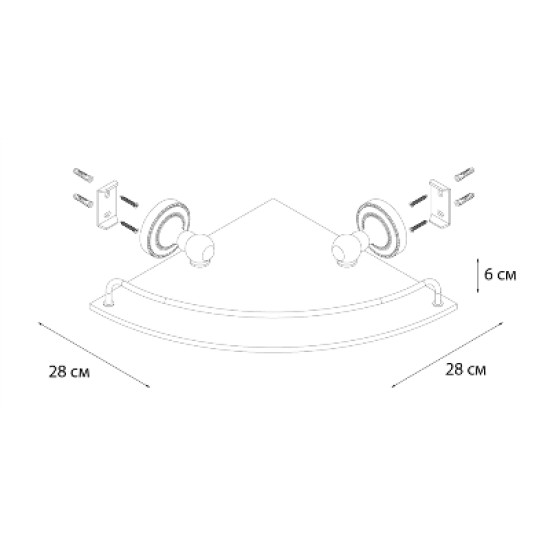 Купить FIXSEN Antik Полка стеклянная угловая, бронза в магазине 1stСантехника от производителя Fixsen