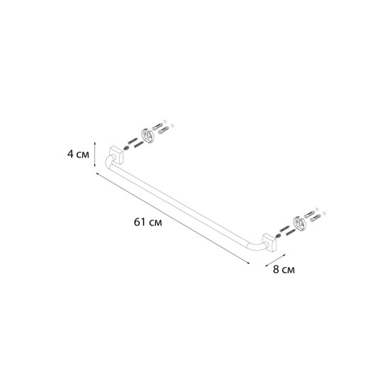 Купить FIXSEN Kvadro Полотенцедержатель одинарный 61 см, хром в магазине 1stСантехника от производителя Fixsen
