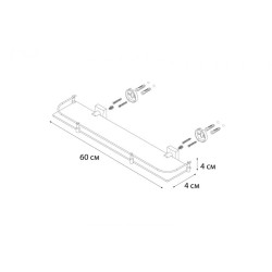FIXSEN Kvadro Полка стеклянная прямая 60 см, хром