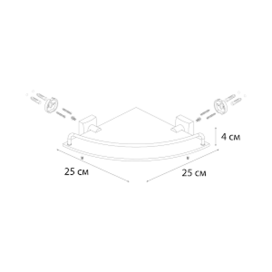 Купить FIXSEN Kvadro Полка стеклянная угловая, хром в магазине 1stСантехника от производителя Fixsen