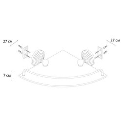 FIXSEN RETRO Полка стеклянная угловая, бронза