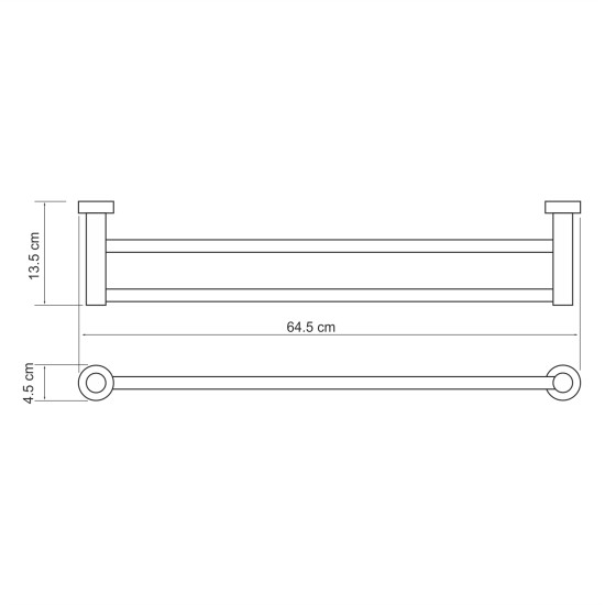 Купить WK 9400 Штанга для полотенец двойная 65 см. латунь в магазине 1stСантехника от производителя Wasser Kraft