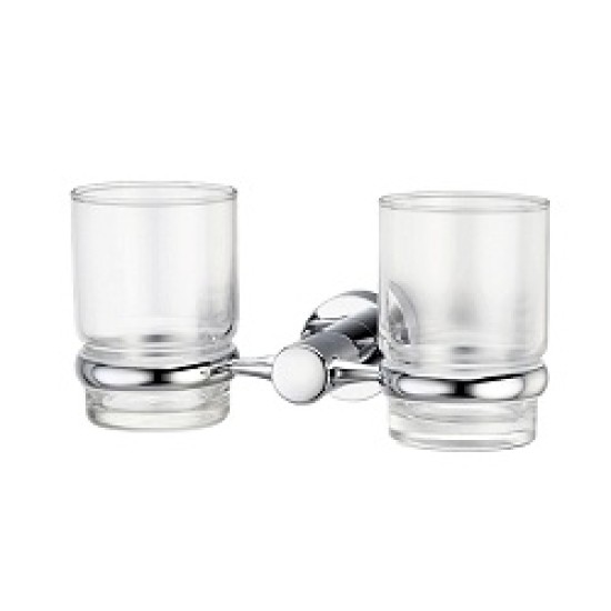 Купить WK 9400 Держатель со стаканоми двойной (прозрачное стекло) в магазине 1stСантехника от производителя Wasser Kraft