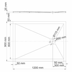 WK Dill Душевой поддон 1200/900/35 мм, искусственный камень, черный матовый, дерево (+сифон D455)