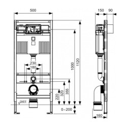 TECE Инсталляция для унитаза 1120 мм (крепления отдельно)