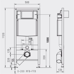 Jomo Tech Инсталляции для подвесного унитаза H=1120 (крепление отдельно)