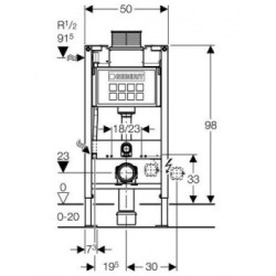 GEBERIT Duofix инсталляция для унитаза короткая H98, для клавиш КАРРА 20 (крепления отдельно)