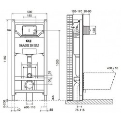 OLI 120 ECO Sanitarblock Инсталляция для унитаза, пневматик