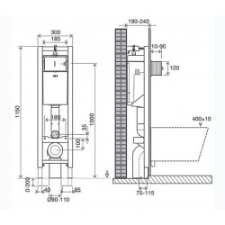 OLI Quadra Sanitarblock PLUS Инсталляция для унитаза узкая 30 см., пневматик, крепления fast-fit