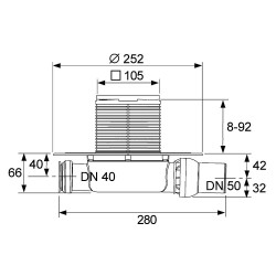 TECEdrainpoint S110, трап низкий горизонтальный