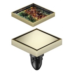 MAGdrain Трап с магнитный клапаном 100/100 мм, латунь, двухстор. фьюзинг, цвет циркониевое золото