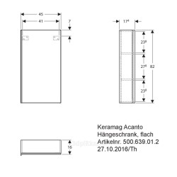 Keramag ACANTO шкаф подвесной 45/82/17,4 см., песчаное стекло/песчаный матовый
