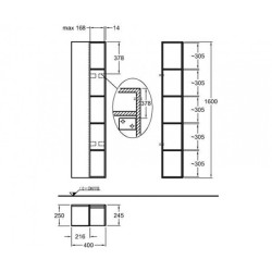 Geberit Citterio Шкаф боковой с зеркалом 400/1600/250 мм, светлый дуб