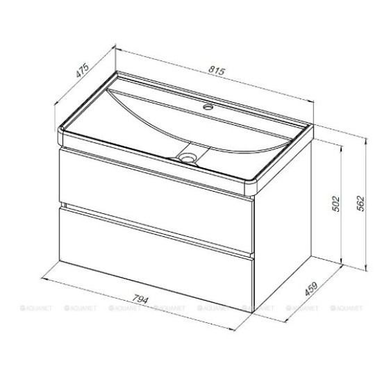 Купить Aquanet Вега тумба под раковину 80 см. с 2 мя ящиками, белая (раковина 301805) в магазине 1stСантехника от производителя Aquanet