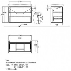 Geberit iCon тумба под раковину 90 см., платина (раковина 124195000)