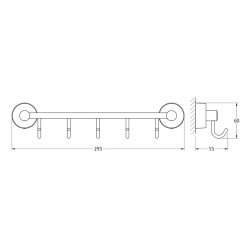 FBS NOSTALGY Держатель с 5-ю крючками 30 см