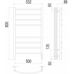 Terminus Полотенцесушитель Классик 50/80 см., черный матовый