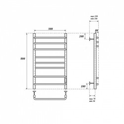Point Сатурн П8 Полотенцесушитель электрический,500x800 диммер справа, черный