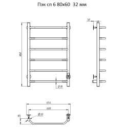 Trugor ПЭК сп6 80/50 32 полотенцесушитель, хром