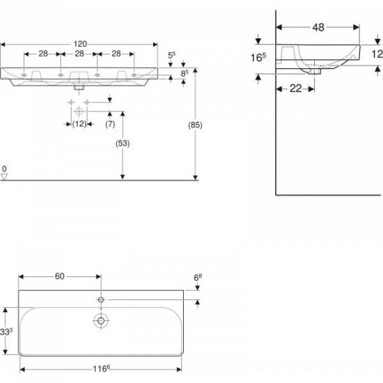 Купить GEBERIT Smyle Square Раковина мебельная 1200/480 см. (к тумбе RK 140012010) в магазине 1stСантехника от производителя Geberit