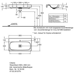 Keramag Citterio Раковина 900/500 мм. без перелива
