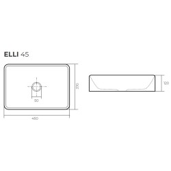 Marka One Elli  раковина накладная 45/37 см., Polytitan