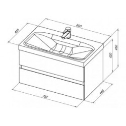 Aquanet Раковина-столешница MODUO 80 см.