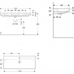 GEBERIT Smyle Square Раковина мебельная 1200/480 см. (к тумбе RK 140012010)