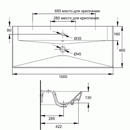 Купить Jacob Delafon Reve раковина 100/46 см. (полотенцедержатель E4820-CP) в магазине 1stСантехника от производителя Jacob Delafon