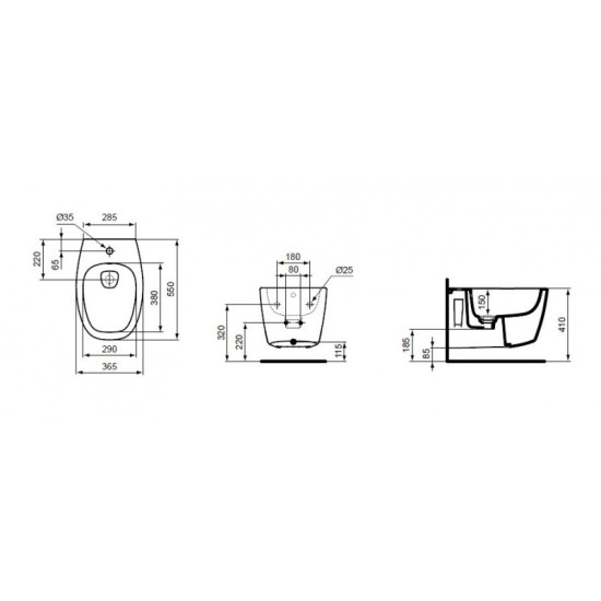 Купить IS DEA Биде подвесное в магазине 1stСантехника от производителя IdealStandard