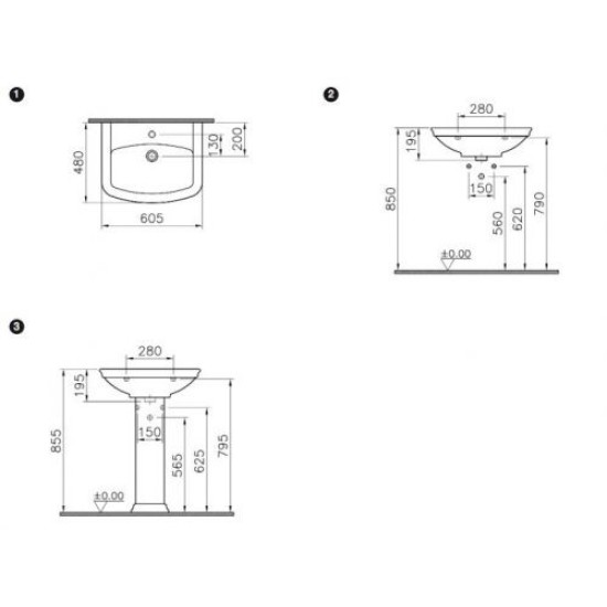 Купить Vitra Serenada Раковина 60/48 см. в магазине 1stСантехника от производителя Vitra