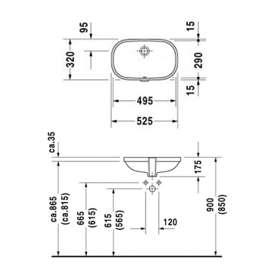 Купить Duravit D-Code Раковина встраиваемая под столешню 495/290 мм. в магазине 1stСантехника от производителя Duravit