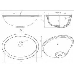 Salini Marea 12 Раковина под столешницу 565/394/182 мм., solix матовая, без д/к