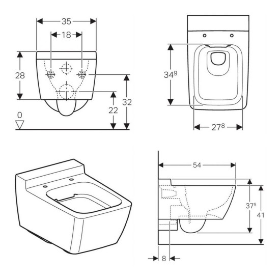 Купить Keramag Xeno унитаз подвесной безободковый (сидение F577050000) в магазине 1stСантехника от производителя Keramag