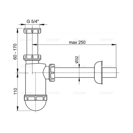 Купить Alcaplast Сифон для раковины Ø32, пластик, белый в магазине 1stСантехника от производителя Alcaplast