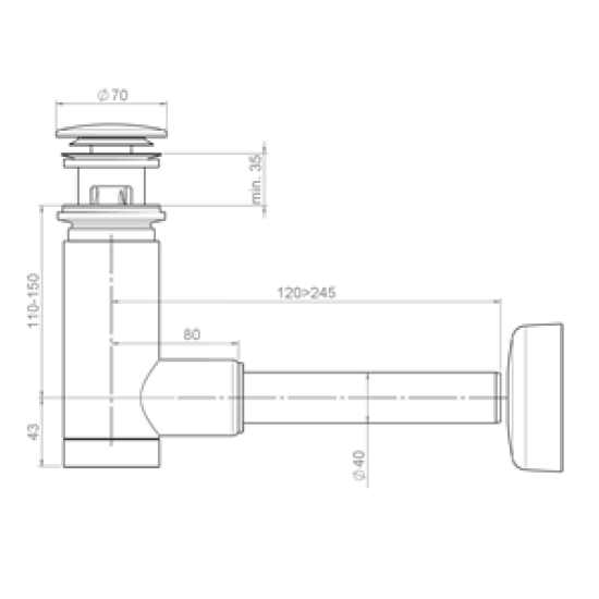 Купить Prevex Easy Clean Сифон для раковины d40, клик-клак, хром, пластик в магазине 1stСантехника от производителя Prevex