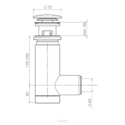 Prevex Easy Clean Сифон для раковины d40, клик-клак, хром, пластик