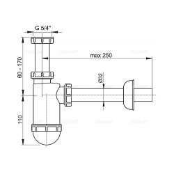 Alcaplast Сифон для раковины Ø32, пластик, белый