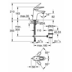 GROHE Eurostyle Смеситель для раковины H160, хром