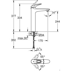 GROHE Eurostyle Смеситель для раковины высокий, белый