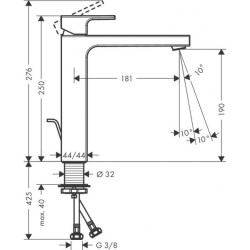 Hansgrohe Vernis Shape Смеситель для раковины 230, со сливной гарнитурой , хром