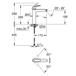 GROHE Eurosmart 21 Смеситель для раковины высокий, размер XL, хром