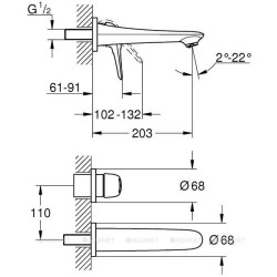 GROHE Eurostyle встраиваемый смеситель для раковины наружная часть, хром (для 23571000)