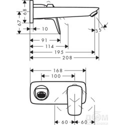 HANSGROHE Logis встраиваемый смеситель для раковины из стены наружная часть, хром (для 13622180)