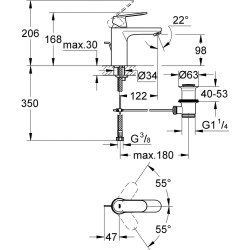 GROHE Eurosmart Cosmopolitan смеситель для раковины H170, хром